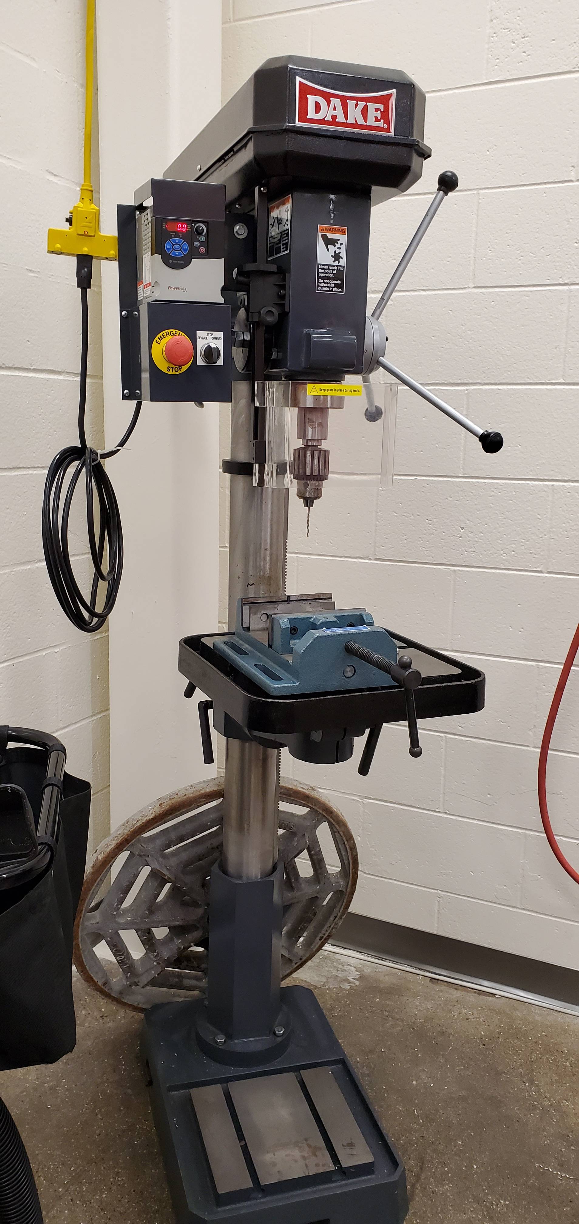 drill press in the fabrication lab